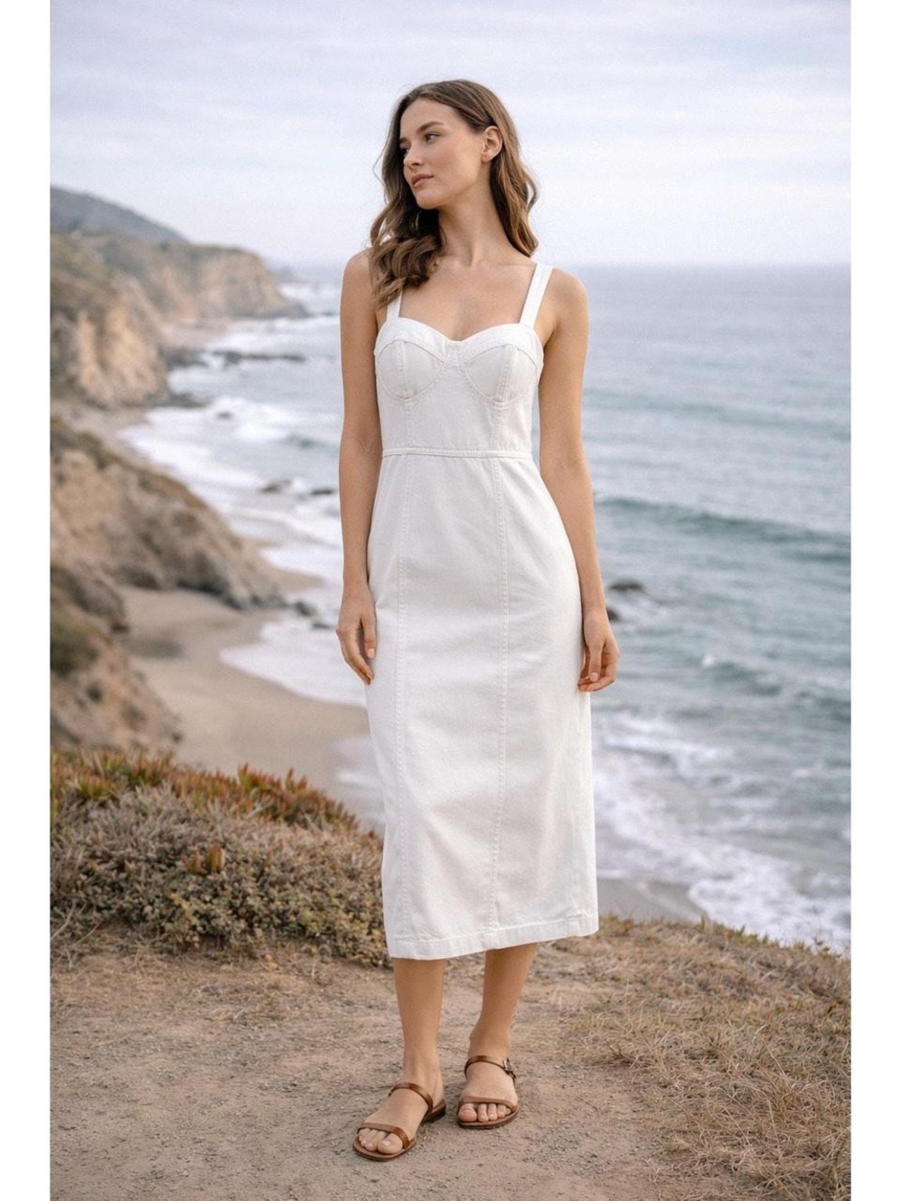 Anthropologie White Midi Sundress with Sweetheart Neckline & Pockets by ✨YFB✨